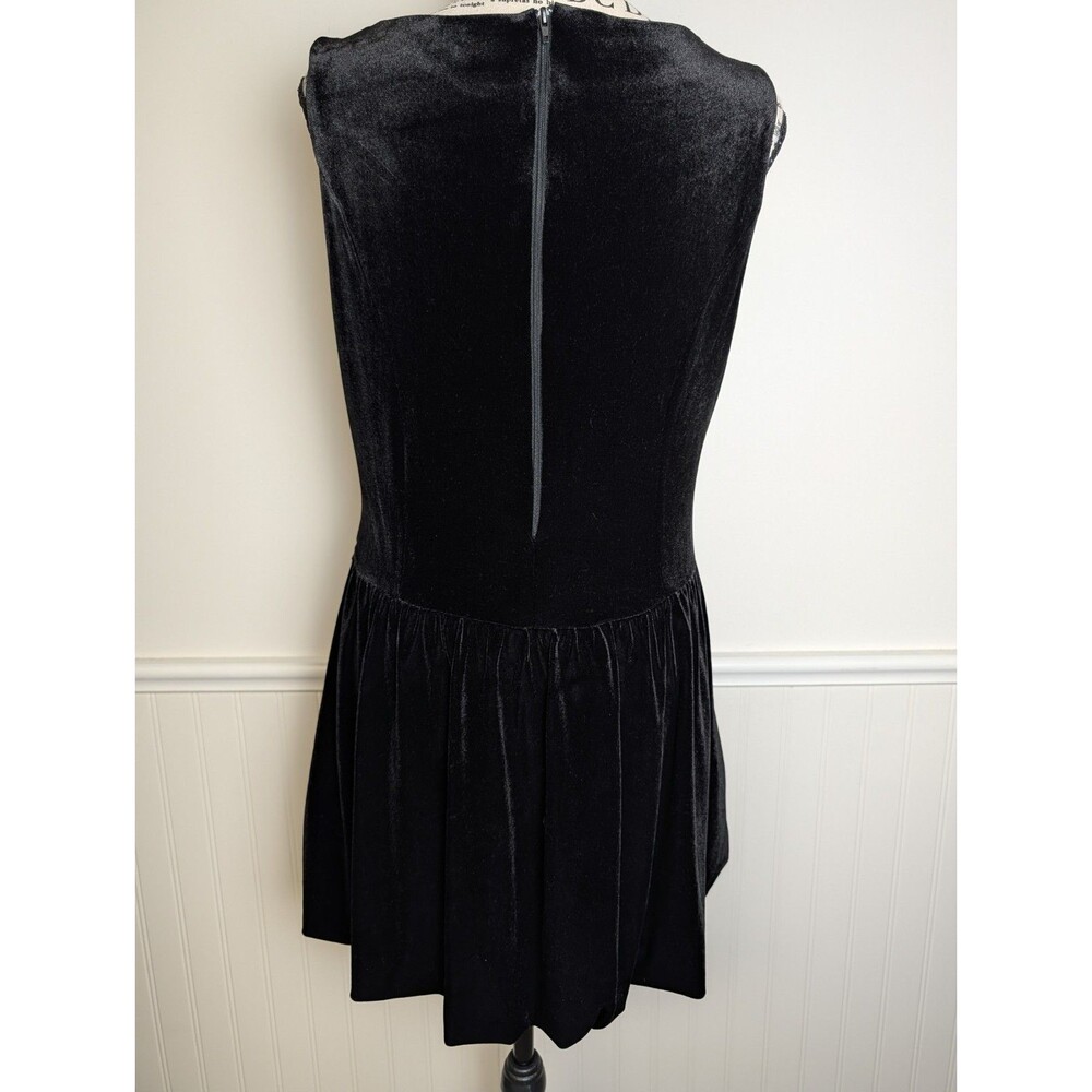 VTG 90s City Triangles Babydoll Mini Dress Womens Sz XL Black Velvet Whimsygoth - Picture 6 of 12
